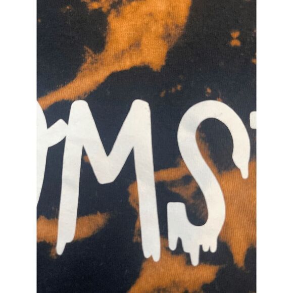 🌸 Gildan Heavy Cotton "Momster" T Shirt Black with Bleach Tie Dye Halloween - Picture 7 of 9